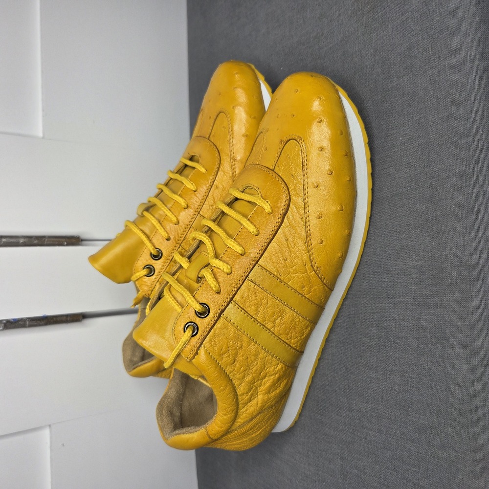 Belvedere Men's Yellow Gold Ostrich & Leather Sneakers Size 9 US